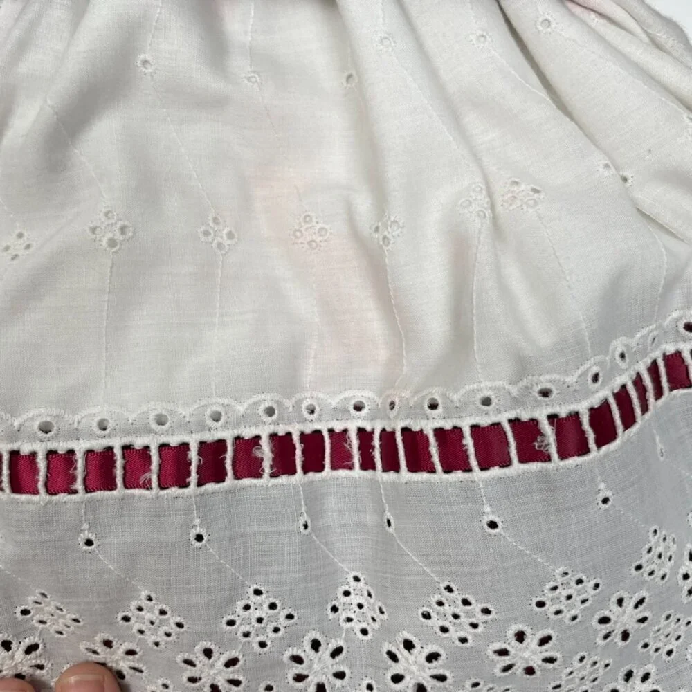Vintage R-Gee Baby Maroon Velvet and White Eyelet Lace Christmas Dress Size 12M